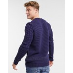 New Look cable knit detail sweater in navy