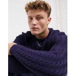 New Look cable knit detail sweater in navy