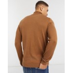 New Look roll neck knitted sweater in camel