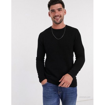 Only & Sons jumper in texture black  