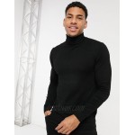 River Island knitted rollneck sweater in black