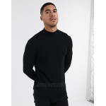 Topman knit turtle neck sweater in black