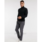 Topman knitted roll neck sweater in black
