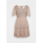 Maya Deluxe EMBELLISHED TIERED MINI DRESS WITH TIE BACK Cocktail dress / Party dress taupe blush/nude