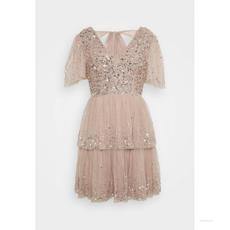 Maya Deluxe EMBELLISHED TIERED MINI DRESS WITH TIE BACK Cocktail dress / Party dress taupe blush/nude