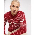 DESIGN knitted christmas sweater in red reindeer design