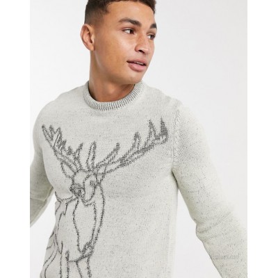  DESIGN knitted christmas sweater with stag design  