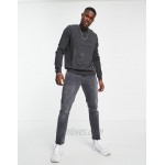 DESIGN knitted crew neck sweater in charcoal