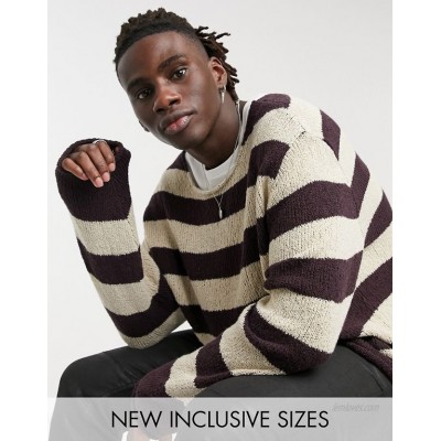  DESIGN knitted oversized stripe sweater in textured yarn  