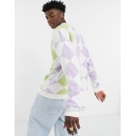 DESIGN knitted sweater with argyle pattern in pastel tones