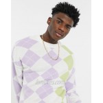 DESIGN knitted sweater with argyle pattern in pastel tones