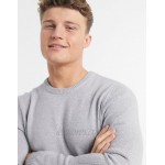 DESIGN midweight cotton sweater in light gray