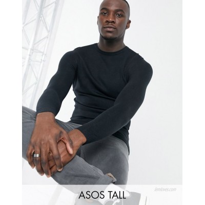  DESIGN Tall knitted muscle fit sweater in navy  