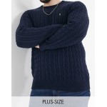 Farah Ludwig cotton cable crew neck sweater in navy