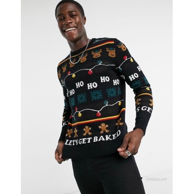 Jack & Jones Originals Christmas sweater in black  