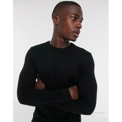New Look crew neck knitted sweater in black  