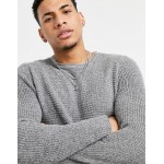 Only & Sons textured crew neck sweater in gray