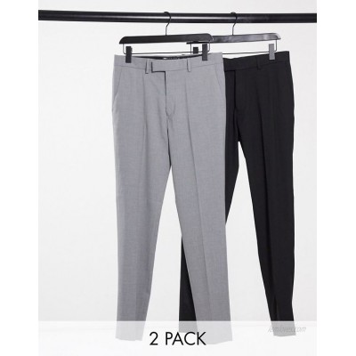  DESIGN 2-pack skinny pants in black and gray  