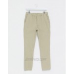 DESIGN skinny chinos in putty with elastic waist