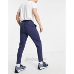 DESIGN skinny crop smart pants in navy and stone pinstripe