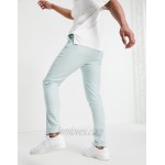 DESIGN skinny smart pants in mint and blue stripe