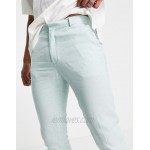 DESIGN skinny smart pants in mint and blue stripe