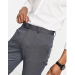 DESIGN skinny smart pants in navy texture