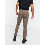 DESIGN skinny smart sweatpants in brown check