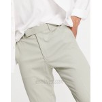 DESIGN skinny smart sweatpants in green crinkle linen