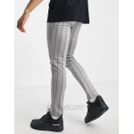DESIGN skinny stripe smart pant in jersey herringbone