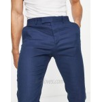 DESIGN super skinny smart pants in navy linen