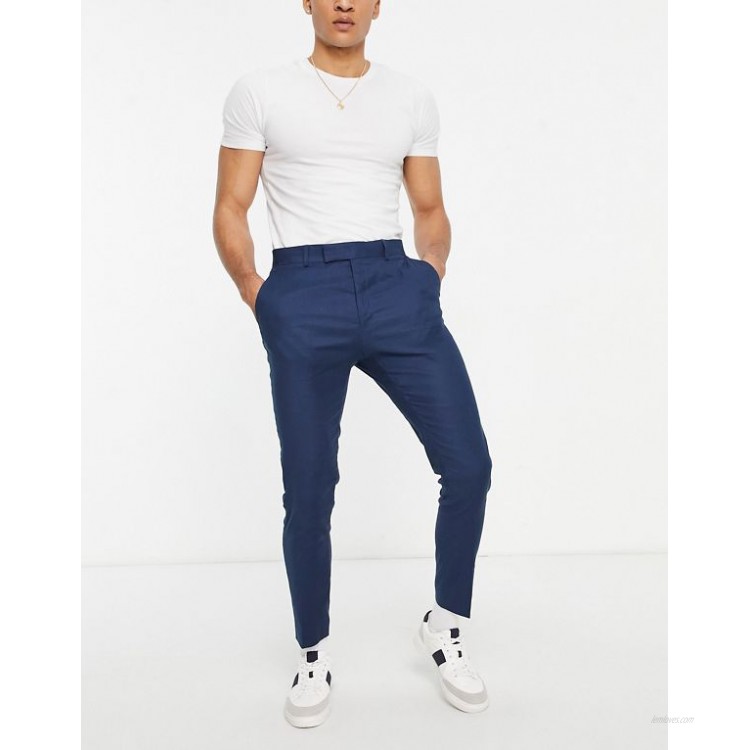 DESIGN super skinny smart pants in navy linen