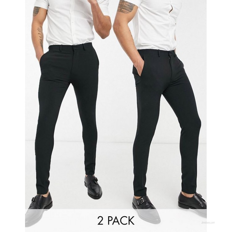 DESIGN super skinny smart pants multipack in black