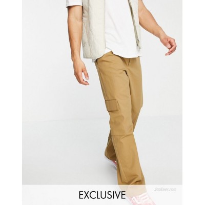 COLLUSION straight leg cargo pants in stone  