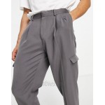 DESIGN oversized tapered cargo smart pants in gray