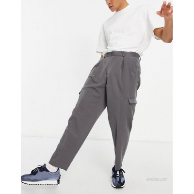  DESIGN oversized tapered cargo smart pants in gray  