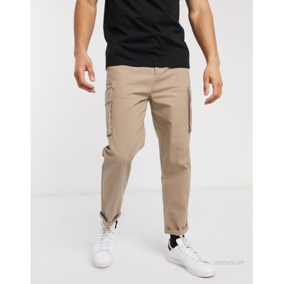  DESIGN relaxed cargo pants in stone  