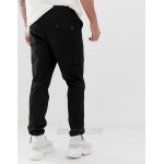 DESIGN tapered cargo pants in black with toggles