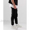  DESIGN tapered cargo pants in black with toggles  