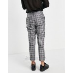 DESIGN tapered smart cargo pants in gray check with multi pockets