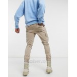 DESIGN tapered washed cargo pants in stone