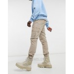 DESIGN tapered washed cargo pants in stone