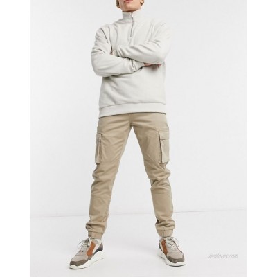 Only & Sons cuffed cargo pants in slim fit stone  