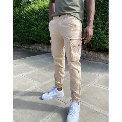 River Island tapered cargo pants in stone  