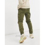 Selected Homme cargo pants with cuffed hem in khaki
