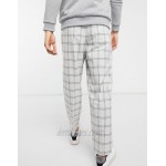 DESIGN oversized tapered smart pants in gray plaid