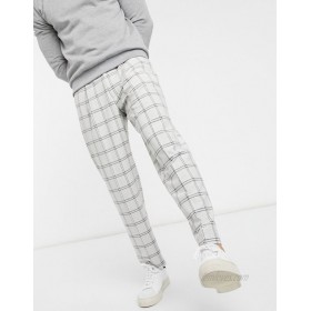  DESIGN oversized tapered smart pants in gray plaid  