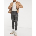 DESIGN tapered double pleat smart pants in wool-blend plaid