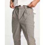 DESIGN tapered dressy pants in horizontal pin stripe