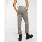 DESIGN tapered smart pants in plaid with double pleat